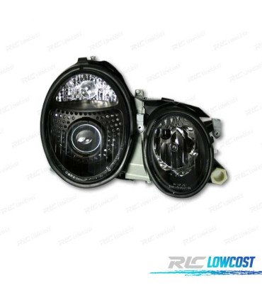 FARÓIS FRONTAIS MERCEDES CLASSE CLK W208 98-02 LUPA FUNDO NEGRO