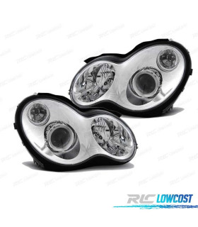 FARÓIS FRONTAIS MERCEDES CLASSE C W203 00-04 FUNDO CROMADO
