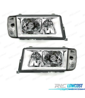 FARÓIS FRONTAIS + PISCAS MERCEDES 190 CLASSE C W201 FUNDO CROMADO