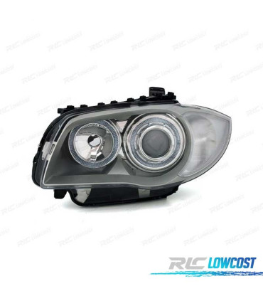 FARÓIS BMW E81 E87 E82 E88 OLHOS DE ANJO FUNDO CROMADO CINZA