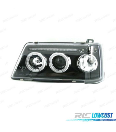 FARÓIS FRONTAIS ANGEL EYES PARA PEUGEOT 205 90++. FUNDO PRETO