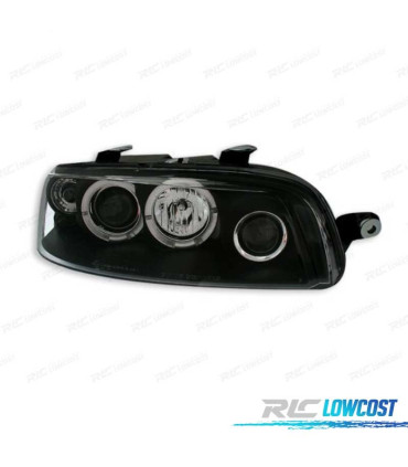 FARÓIS FRONTAIS ANGEL EYES PARA FIAT PUNTO 2 FUNDO PRETO