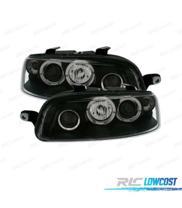 FARÓIS FRONTAIS ANGEL EYES PARA FIAT PUNTO 2 FUNDO PRETO