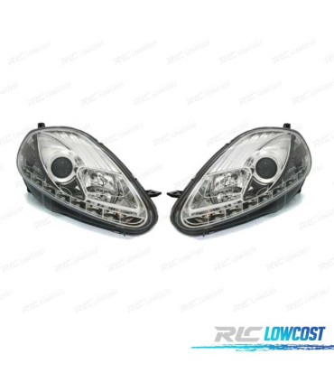 FARÓIS FRONTAIS FIAT GRANDE PUNTO 05-08 LUZ DIURNA FUNDO CROMADO