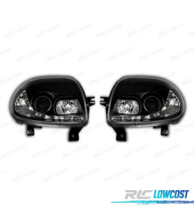FARÓIS LED LUZ DIURNA PARA RENAULT CLIO 2. FUNDO PRETO