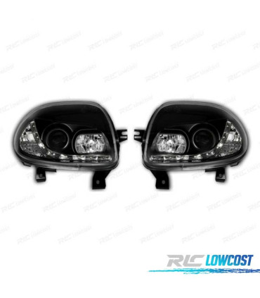 FARÓIS LED LUZ DIURNA PARA RENAULT CLIO 2. FUNDO PRETO