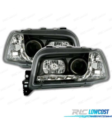 FARÓIS FRONTAIS RENAULT CLIO 92-97 LUZ DIURNA LED FUNDO PRETO