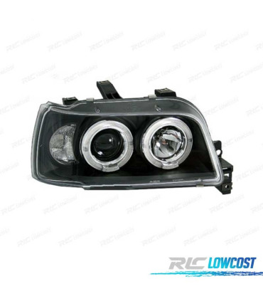 FARÓIS FRONTAIS RENAULT CLIO 90-95 ANGEL EYES LED FUNDO PRETO