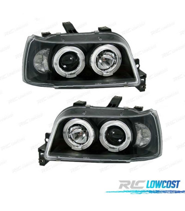 FARÓIS FRONTAIS RENAULT CLIO 90-95 ANGEL EYES LED FUNDO PRETO