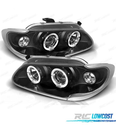 FARÓIS FRONTAIS RENAULT MEGANE 96-99 ANGEL EYES FUNDO PRETO