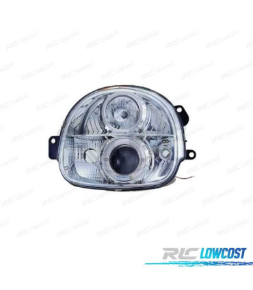 FARÓIS FRONTAIS RENAULT TWINGO 93-97 ANGEL EYES FUNDO CROMADO