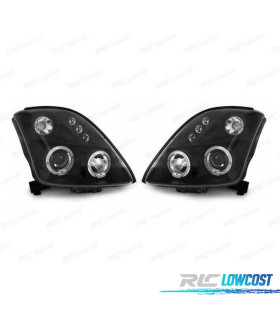 FARÓIS FRONTAIS SUZUKI SWIFT 05-10 ANGEL EYES FUNDO PRETO