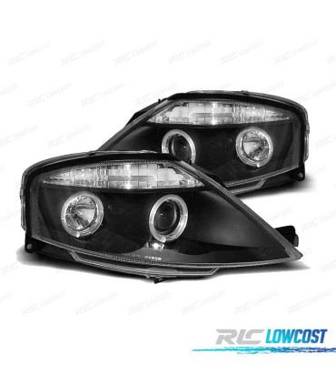 FARÓIS FRONTAIS CITROEN C3 ANGEL EYES 03-09 FUNDO PRETO