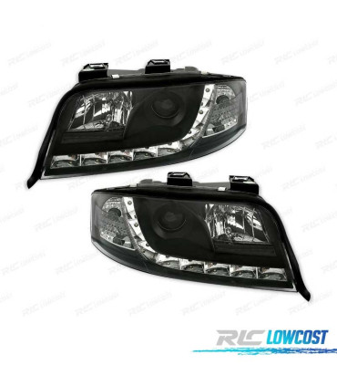 FARÓIS AUDI A6 4B 01-04 LUZ DIURNA LED FUNDO NEGRO