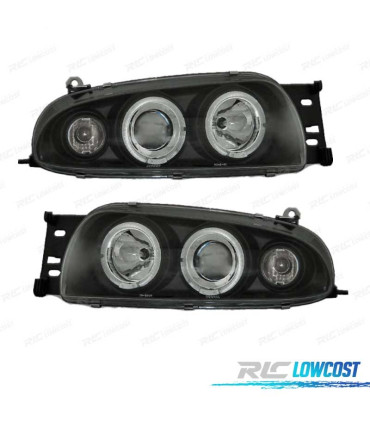 FARÓIS FORD FIESTA 95-99 ANGEL EYES FUNDO PRETO
