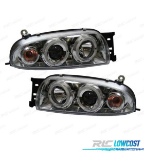 FARÓIS FORD FIESTA 95-99 ANGEL EYES FUNDO CROMADO