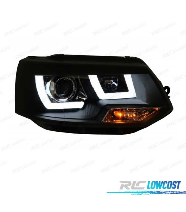 FAROIS FRONTAIS VOLKSWAGEN VW TRANSPORTER T5 10-15 TUBE LIGHT FUNDO PRETO