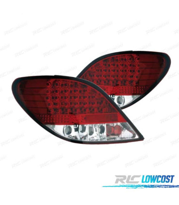 FAROLINS TRASEIROS LED PEUGEOT 207 06-12 VERMELHO CROMADO