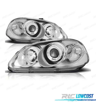 FARÓIS HONDA CIVIC 99-01 OLHOS DE ANJO FUNDO CROMADO