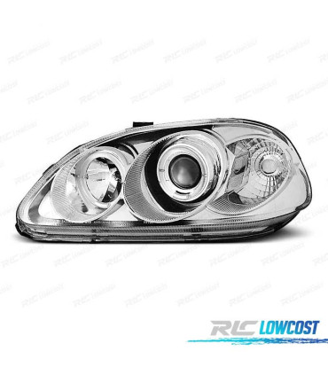 FARÓIS HONDA CIVIC 99-01 OLHOS DE ANJO FUNDO CROMADO