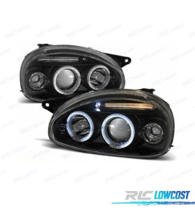 FARÓIS ANGEL EYES OPEL CORSA B 93-00 FUNDO PRETO