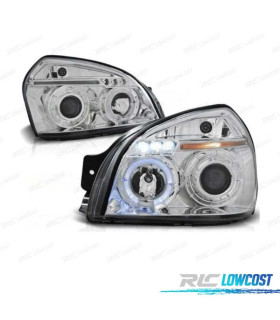 FARÓIS ANGEL EYES HYUNDAI TUCSON 04+ FUNDO CROMADO