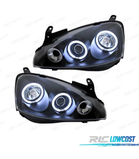FARÓIS ANGEL EYES CCFL OPEL CORSA C 00-06 FUNDO PRETO