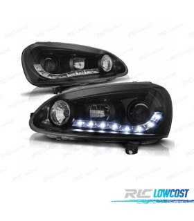 FARÓIS VOLKSWAGEN VW GOLF MK5 03-08 FUNDO PRETO LUZ DIURNA LED