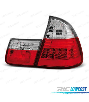 FAROLINS TRASEIROS BMW E46 TOURING 98-05 VERMELHO BRANCO