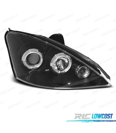 FARÓIS ANGEL EYES LED FORD FOCUS 98-03 FUNDO PRETO