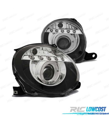 FARÓIS FIAT 07-15 LUZ DIURNA ANGEL EYES FUNDO PRETO