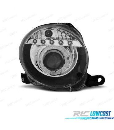 FARÓIS FIAT 07-15 LUZ DIURNA ANGEL EYES FUNDO PRETO