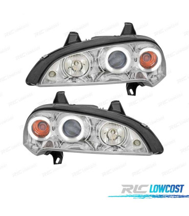 FARÓIS ANGEL EYES CCFL OPEL TIGRA 95-03 FUNDO CROMADO
