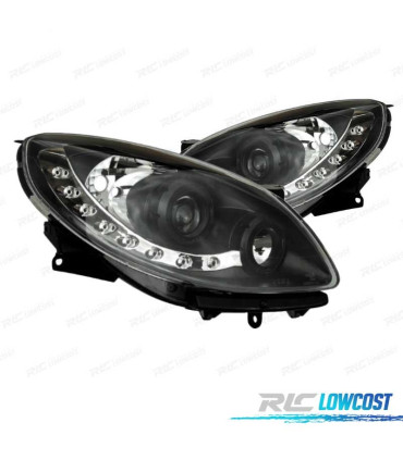 FARÓIS RENAULT TWINGO 07-11 LUZ DIURNA LED FUNDO NEGRO