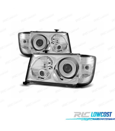 FARÓIS PROJECTORES + PISCAS MERCEDES E W124 93-95 CROMADO VIDRO LISO