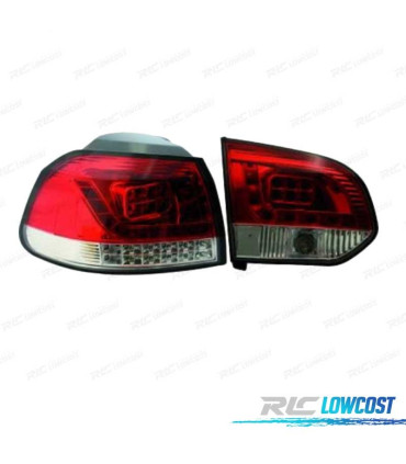 FAROLINS TRASEIROS LED PARA VOLKSWAGEN VW GOLF 6 MK VI 08-12 VERMELHO BRANCO