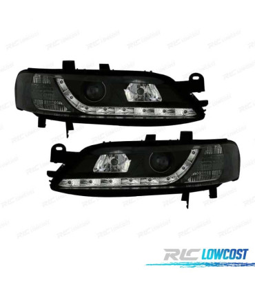 FARÓIS FRONTAIS LUZ DIURNA LED PARA OPEL VECTRA B 95-98 FUNDO PRETO