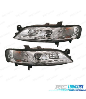 FARÓIS OPEL VECTRA B 99-02 LUZ DIURNA LED FUNDO CROMADO