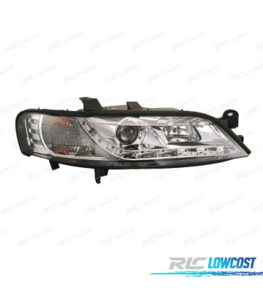 FARÓIS OPEL VECTRA B 99-02 LUZ DIURNA LED FUNDO CROMADO