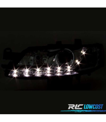 FARÓIS OPEL VECTRA B 99-02 LUZ DIURNA LED FUNDO NEGRO