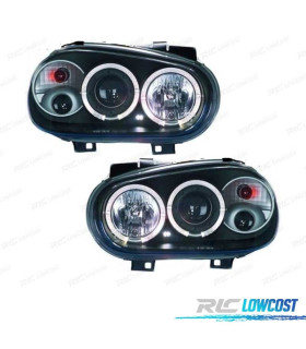FARÓIS ANGEL EYES CCFL VOLKSWAGEN VW GOLF 4 97-03 FUNDO PRETO