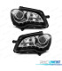 FARÓIS VOLKSWAGEN VW TOURAN 06-10 COM LUZ DIURNA LED FUNDO PRETO CROMADO