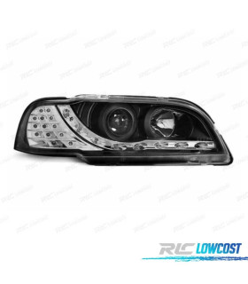 FARÓIS COM LUZ DIURNA LED VOLVO S40 V40 96-00 FUNDO PRETO