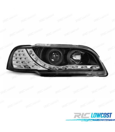 FARÓIS COM LUZ DIURNA LED VOLVO S40 V40 96-00 FUNDO PRETO