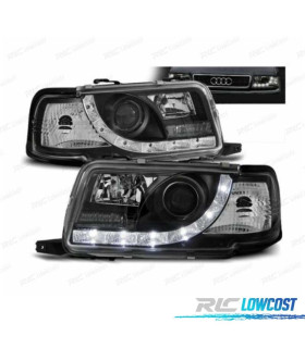FARÓIS COM LUZ DIURNA LED AUDI 80 91-94 FUNDO PRETO