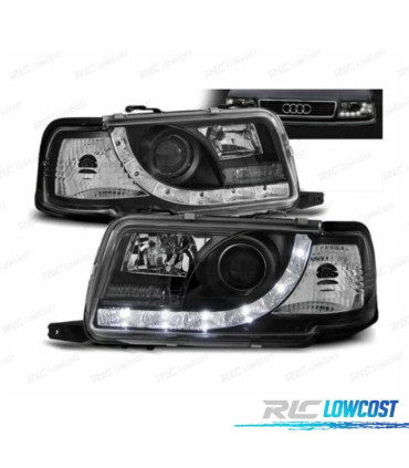 FARÓIS COM LUZ DIURNA LED AUDI 80 91-94 FUNDO PRETO