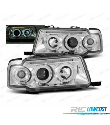 FARÓIS ANGEL EYES AUDI 80 91-94 FUNDO CROMADO