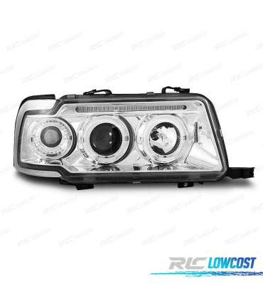 FARÓIS ANGEL EYES AUDI 80 91-94 FUNDO CROMADO