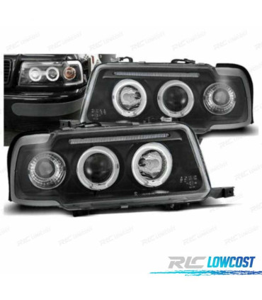 FARÓIS ANGEL EYES AUDI 80 91-94 FUNDO PRETO