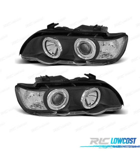 FARÓIS BMW X5 E53 99-03 ANGEL EYES CCFL FUNDO NEGRO